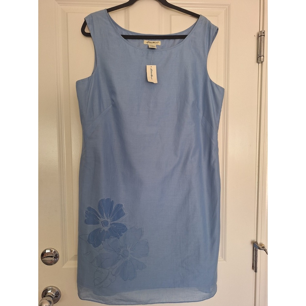 NWT Eddie Bauer Blue 100% Cotton Dress Size